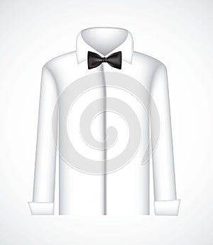 Serious shirt with bow tie