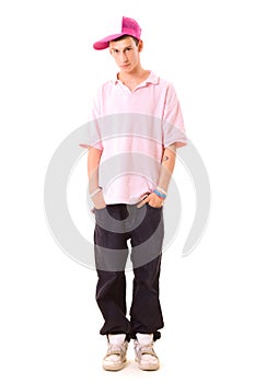 Serious teenager in hip hop wear