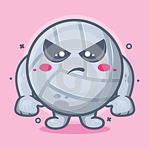 Serious volleyball ball character mascot with angry expression isolated cartoon in flat style design