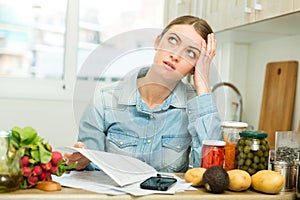 Serious woman with papers photo