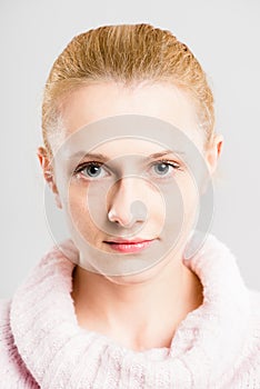 serious woman portrait real people high definition grey background