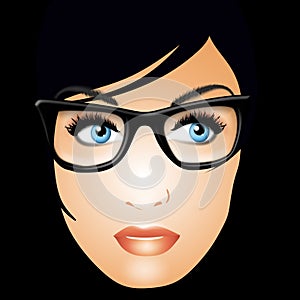 Serious Woman Wearing Glasses