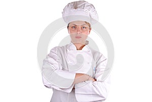 serious young female executive chef