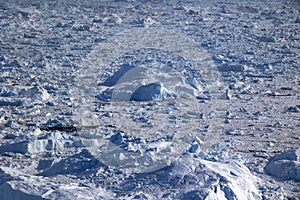 Sermeq Kujalleq Glacier, also Jakobshavn Glacier or known as Ilulissat Glacier seen from an airplane