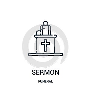 sermon icon vector from funeral collection. Thin line sermon outline icon vector illustration. Linear symbol for use on web and