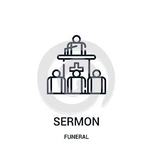 sermon icon vector from funeral collection. Thin line sermon outline icon vector illustration. Linear symbol for use on web and