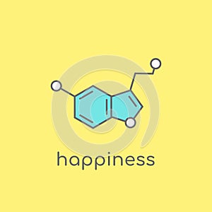 Serotonin molecular structure. neurotransmitter molecule. Happyness funny concept