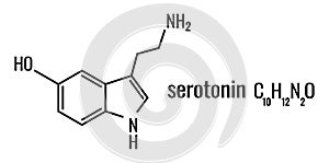 Serotonin molecule, chemical formula