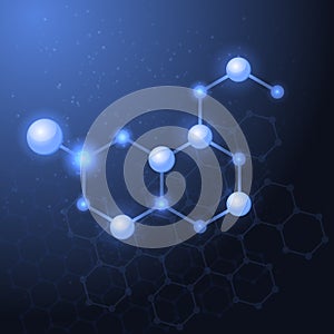 Serotonin molecule structure background.