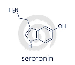 Serotonin neurotransmitter molecule. Skeletal formula.