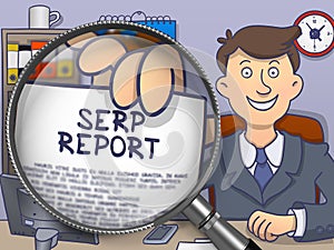 SERP Report through Magnifying Glass. Doodle Design.
