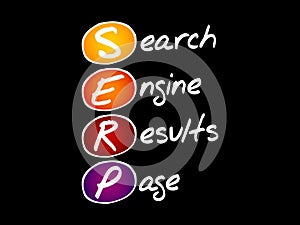 SERP - Search Engine Results Page, acronym