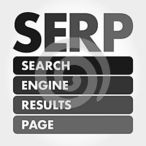 SERP - Search Engine Results Page acronym