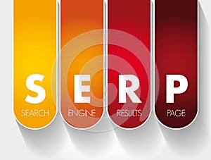 SERP - Search Engine Results Page acronym, business concept background