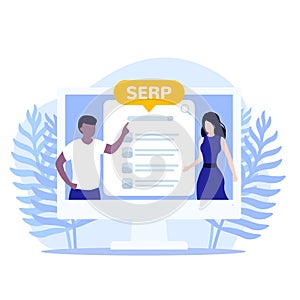 SERP and seo optimization, vector illustration