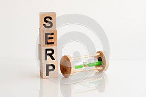 SERP word made with wood building blocks