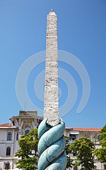 Serpent Column and Walled Obelisk on the Hippodrome of Constanti photo