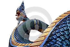 Serpent king or king of naga on black background.