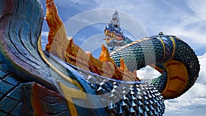 Serpent king or king of naga on cloud background.