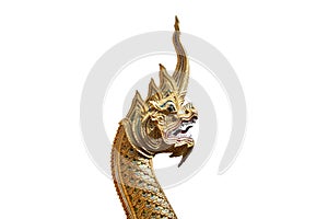 Serpent king or king of naga statue isolated on white background - clipping paths