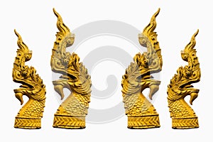 Serpent king statue or nagas head on isolated white background