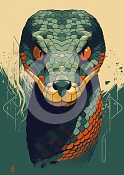Serpent\'s Gaze: A Flat Vector Art Illustration .