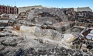 Serpent Sculpture in Aztec Temple Templo Mayor at ruins of Tenochtitlan - Mexico City, Mexico