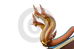 Serpent on white background,Naga stucco in traditional Thai temple