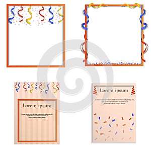 Serpentine coil ribbon banner set, realistic style