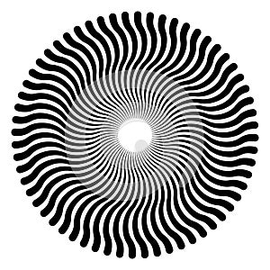 Serpentine lines forming a circular pattern