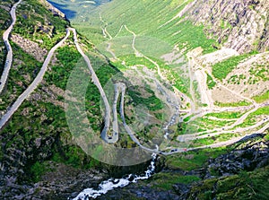 A serpentine mountain road at Trollstigen in Norway