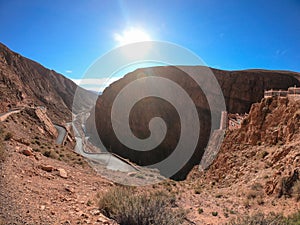 Serpentine mountain trail in Gorges Dades in high Atlas, Morocco