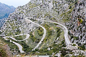 Serpentine road direction sa calobra, majorca