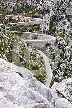 Serpentine road direction sa calobra, majorca