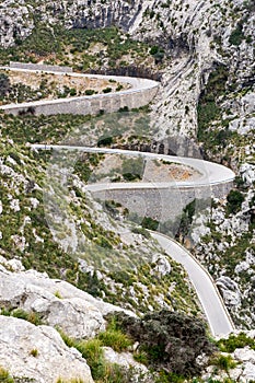 Serpentine road direction sa calobra, majorca