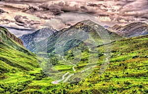 Serpentine road between France, Andorra and Spain