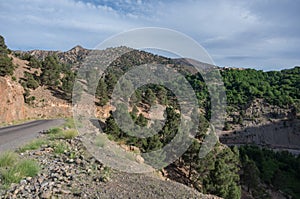 Serpentine road in High Atlas mountain range, Morocco,