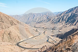 Serpentine road through the Peruvian Andes between Nazca and Cusco