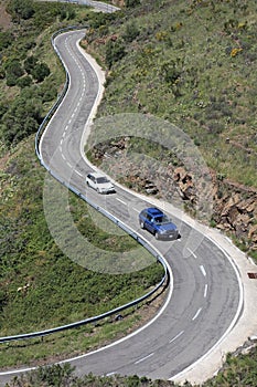 Serpentine road in Pyrenees.