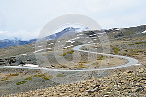 Serpentine road in the spring Sierra Nevada