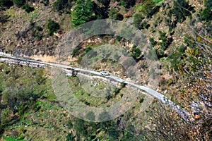 Serpentine roads in the foothills of the Himalayas