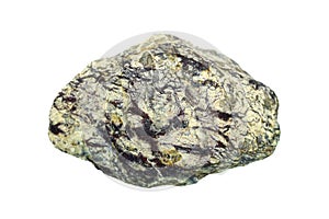 Serpentinite with red vein on white background