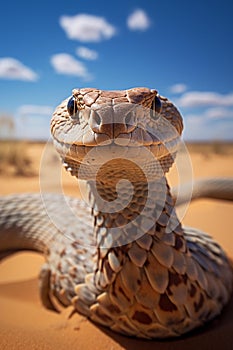 Serpents Grace: A Captivating Macro Shot of a Vibrant Green Desert Dweller
