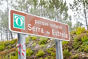 Serra da Estrela National Park information sign in Portugal