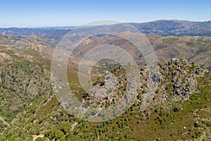 Serra da Freita drone aerial view in Arouca Geopark, in Portugal