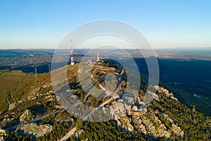 Serra da Freita drone aerial view landscape of Sao Macario viewpoint, in Portugal