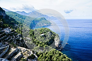 Serra de Tramuntana sea coast in Majorca, Spain, Europe, in a beautiful summer day