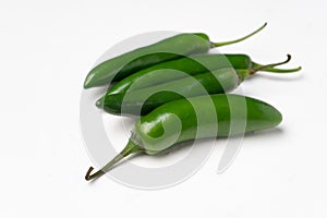 Serrano chili pepper on white background