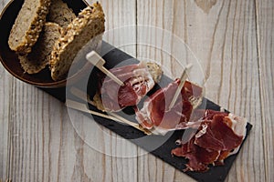 Serrano ham with toasted bread
