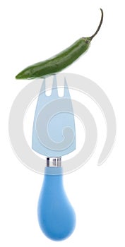 Serrano Pepper on Blue Fork